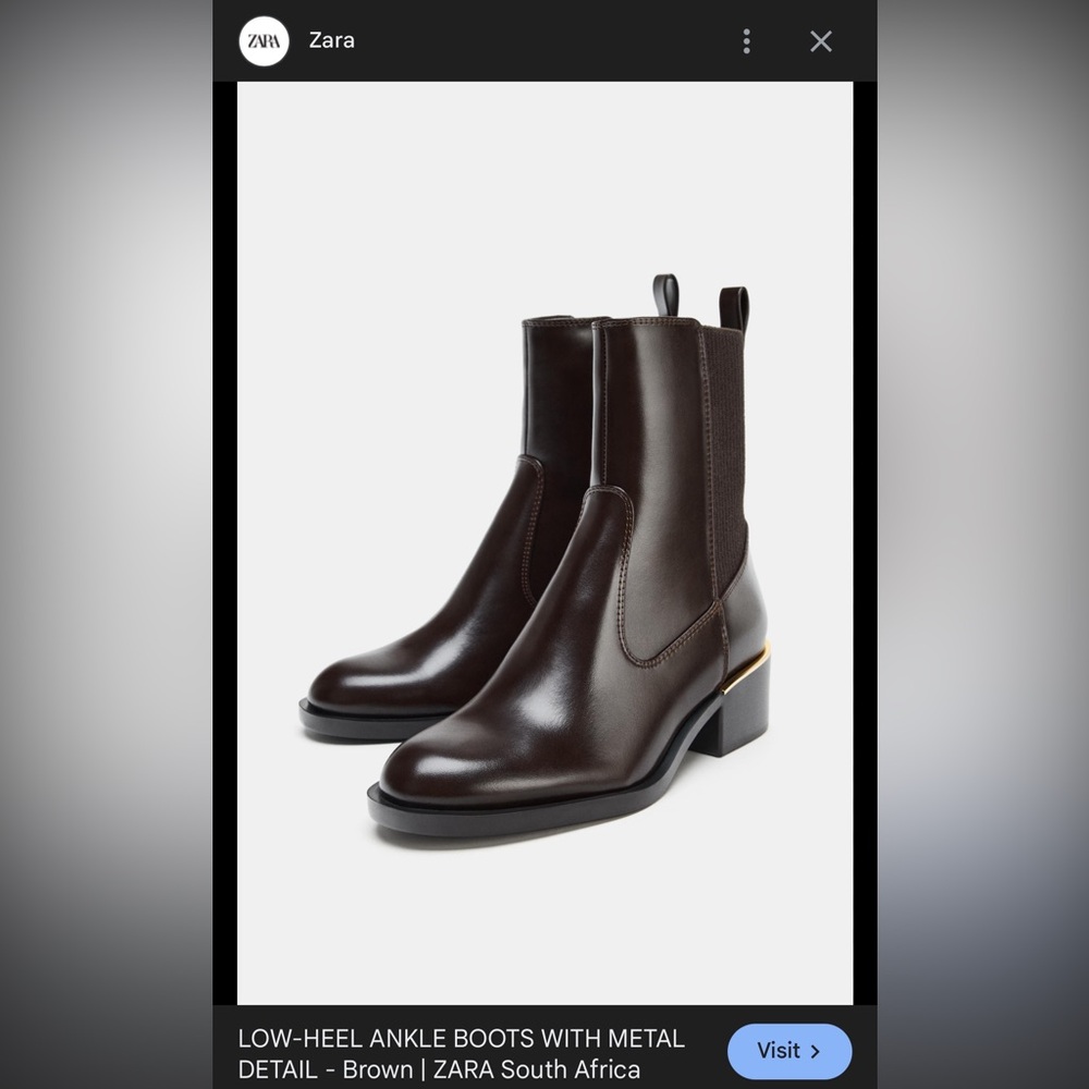 ZARA LOW-HEEL ANKLE BOOTS WITH METAL DETAIL